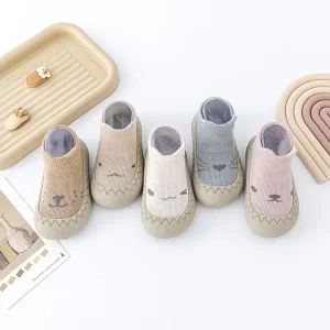 Cartoon Print Baby Pre walking Shoes Autumn Winter Warm Toddler Home Non slip Wear resistant Floor Mid Calf Cotton