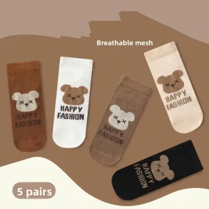 Cartoon Printed Kids Socks Soft Breathable Cotton Non slip Grip Children Socks Bulk