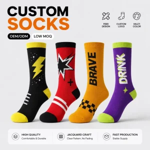 Cartoon Superhero Jacquard Contrast Tip Crew Socks Character Pattern Knit Breathable Fashion Casual Mid Socks OEM