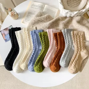 Cashmere Wool Socks Women’s Mid-length Socks For Autumn And Winter Solid Color Long Socks Versatile And Cozy Pile-up Socks