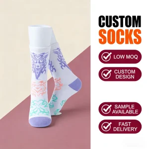 Casual Breathable Fabric Moisture Control Comfort Fit Cotton Blend Crew Jacquard Socks for Casual Outfit