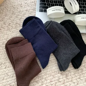 Casual Cotton Socks Winter Warm Wadded Sweat Breathable Black Men’s Stockings