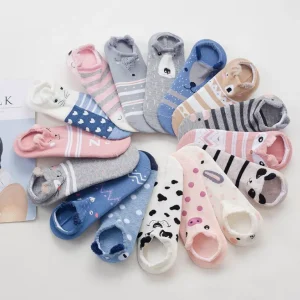 Casual Cute Cartoon Anime Ankle Socks for Women Non Slip Cotton No Show Designer