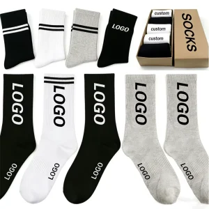 Casual Daily Socks High Quality Designer OEM Personalised Plain Knitted Crew Socks Custom Logo for Men Women