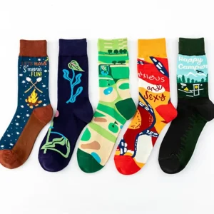 Casual Daily Sporty Long Knitted Socks for Men and Women Breathable with Logo Print on Body Dress Sock