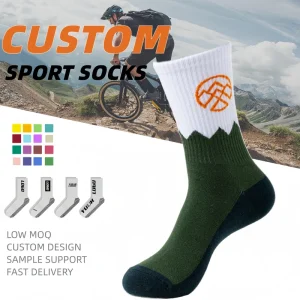 Casual Eco-Friendly Anti-Slip High Elastic Cotton Blend Knitted Crew Jacquard Sock for Cycling Mountain Climbing