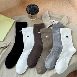 Casual Letter Embroidery Men’s Sports Combed Cotton Custom Logo Socks