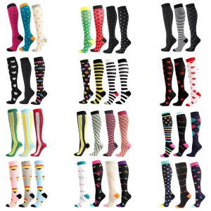 Casual Outdoor Sports Compression Socks Knee High Athletic Long Tube Elastic Pressure Stockings for Running Hiking Fitness