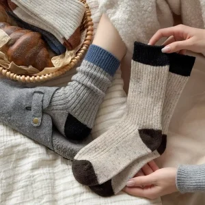 Casual Socks for Women New Mixed Color Thick Socks Girls Casual Classic Striped Comfortable Basic Daily Socks Female Soft Warm