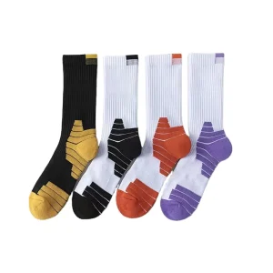 Casual Striped Socks with Embroidered Letter Comfort Cushioning Running Socks for Spring Season