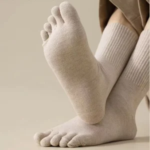 Casual Thermal Wool 5 Toes Socks Rib Tube Winter Wool Adult Socks Crew Cut Warm Sport Socks for Men