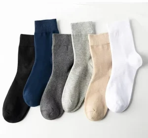 Casual Thin Plain Basic Socks Lightweight Organic Cotton Crew Socks for Men