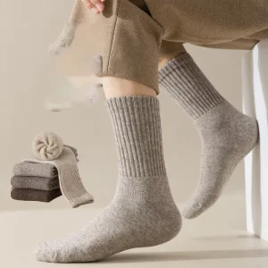 Casual Winter Plain Thick Terry Warm Socks Men Comfortable Wool Crew Socks
