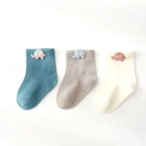 Children Cotton Breathable Baby Infant Elastic Baby Girl Socks Cartoon Thick Anti Slip Cute Knit Kids Socks