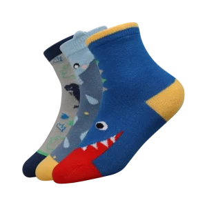 Children Fashion Cotton Rich Jacquard Design Different Diansor Style Tube Socks With 3D Ears on Welt