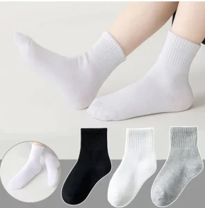 Children Girls Plain White Sports Socks Spring and Autumn Boys Socks Kids Custom School Student White Socks