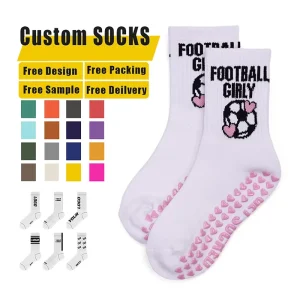 Children Grip Sock with Design Bottom Logo Anti Slip Socks Kids Knit Silicone Grip Sock Customized