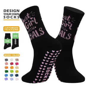 Children Silicone Grip Sock for Casual Sport Kids Crew Anti Slip Socks Customized Letter Cotton Grip Sock