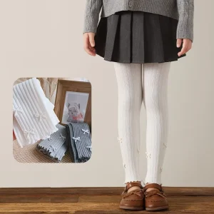 Children Spring New Bow Ruffled Nine Points Pants Girls Small Medium Baby Base Trousers Pantyhose Socks