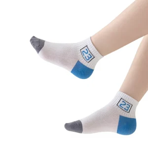 Children’s Ankle Cotton Socks Summer Thin Breathable Boys Girls Letter Mesh Boneless Needle Detecting Student Sports