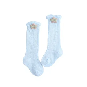 Children’s Anti-Mosquito Mid-Calf Socks 100% Cotton Mesh Breathable Sweat-Absorbing Long Socks