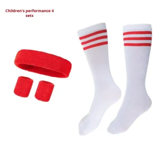Children’s Basketball Performance Set Knee Length Over the Knee Three Stripe Socks Wristbands Headband Student
