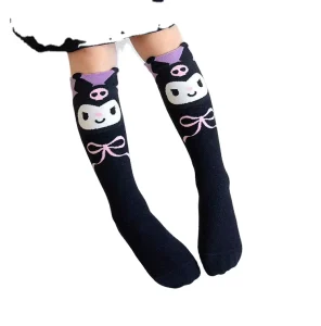 Children’s Bow Cover Knee High Knitted Cotton Cartoon Calf Socks Anti Bacterial Quick Dry Casual for Children