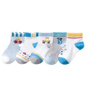 Children’s Breathable Striped Combed Cotton Mesh Socks Casual Knitted Toddler Tube Socks for Boys and Girls