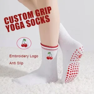 Children’s Cotton Embroidered Logo Non Slip Silicone Grip Crew Socks Breathable Eco Friendly Anti Bacterial Socks