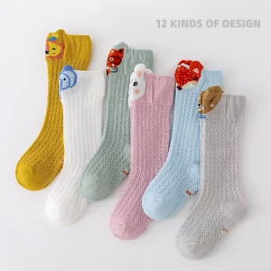 Children’s Cotton Summer Mesh Thin Anti-Bacterial Anti-Mosquito Breathable Long Tube Casual Knitted Infant Socks