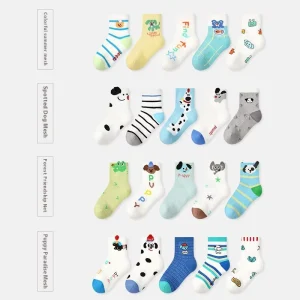 Children’s Crew Casual Sports Boneless Cotton Mesh Anti Slip Thin Cartoon Puppy Design for Boys for Spring