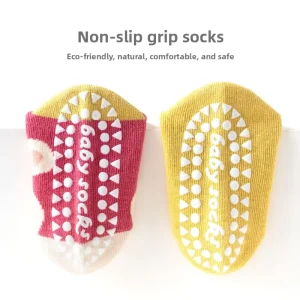 Children’s Crew Cotton Socks Spring Anti Slip Rubber Soled Floor Trampoline Socks Age 1 12 Knitted Anti Bacterial Breathable