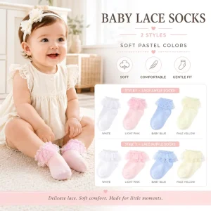 Children’s Crew Socks Summer Breathable Thin Style Princess Lace Trim School Dance Socks White Latin Style Socks