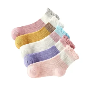 Children’s Cute Socks Autumn New Arrival Class Cotton Color Matching Boneless Breathable Anti Odor Bubble Girls’ Mesh