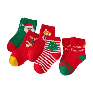 Children’s Gift Christmas Socks Thick Mid Tube Cotton Socks Comfortable and Soft Santa Claus Christmas Tree Elk