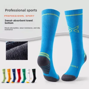 Children’s High-top Football Knitted Cotton Breathable Anti-Friction Sweat-absorbing Shock-absorbing Sports Socks for Boys’
