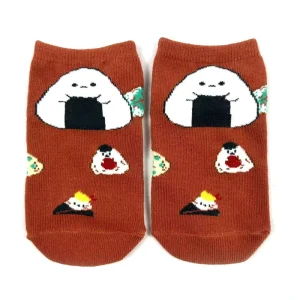 Children’s Jacquard Socks Toddler Fun Rice Ball Sushi Pattern Cotton Socks Comfortable Flat Socks