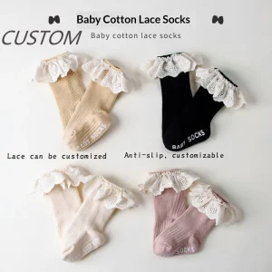 Children’s Mid calf Baby Toddler Girls’ Princess Anti slip Knitted Cotton Lace Socks Autumn New Style