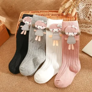 Children’s Plush Toy Series Mid-calf Socks Baby Socks Solid Color Mid-high Knee Socks Girls’ Slouch Socks
