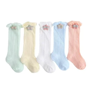 Children’s Princess Bow Crew Knee-High Socks Thick Stylish Anti-Slip Breathable Toddler Tube Socks
