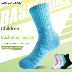 Children’s Professional Basketball Crew Socks Thick Towel Bottom Anti Slip Youth Training Long Socks for Boys Middle aged