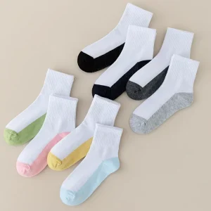 Children’s Socks Boys and Girls White Ankle Socks Mid calf Socks Student Socks Breathable