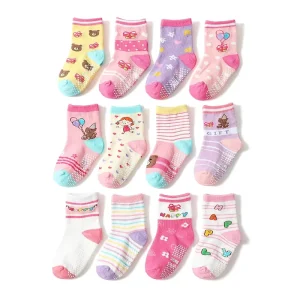 Children’s Socks Cute Cartoon Dolls Baby Boys Girls Socks Non slip Loose Mouth Pure Cotton Kids Socks
