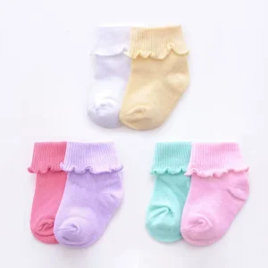 Children’s Socks Lace 0 6 Years Spring Autumn Knitted Breathable Combed Cotton Loose fit Cartoon Baby Socks