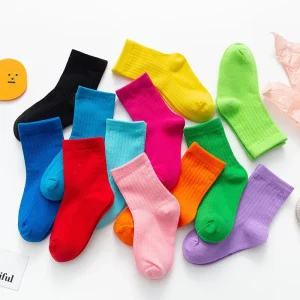 Children’s Socks Spring and Autumn Solid Color Medium Candy Baby Boys Girls Socks