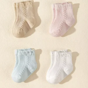 Children’s Socks Summer Thin Breathable Knitted Mesh Baby Socks Short Tube Newborn Cartoon 0-6 Months 1-2 Years Old