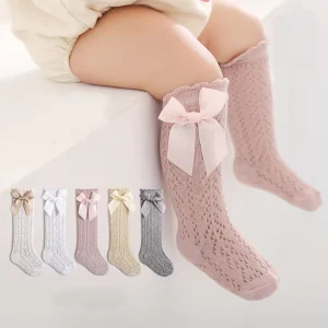 Children’s Socks Thin Mesh Bowknot Cotton Lovely Baby Girls Child Tube Socks