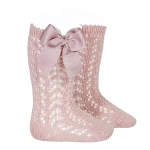 Children’s Socks Toddler Girl Big Bow Knee Long Soft Socks 100% Cotton Edge Baby Tube Mesh Socks