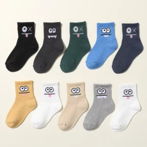 Children’s Spring 10 Pair Pack Solid Color Basic Class Breathable Cute Knitted Cotton Crew Socks Infants Toddlers Non Tightening