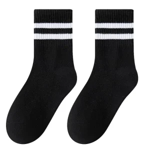 Children’s Standard Socks Autumn Sweat Absorbing Odor Resistant Mid Calf Jacquard Cotton Needle Detection Boys Girls Campus